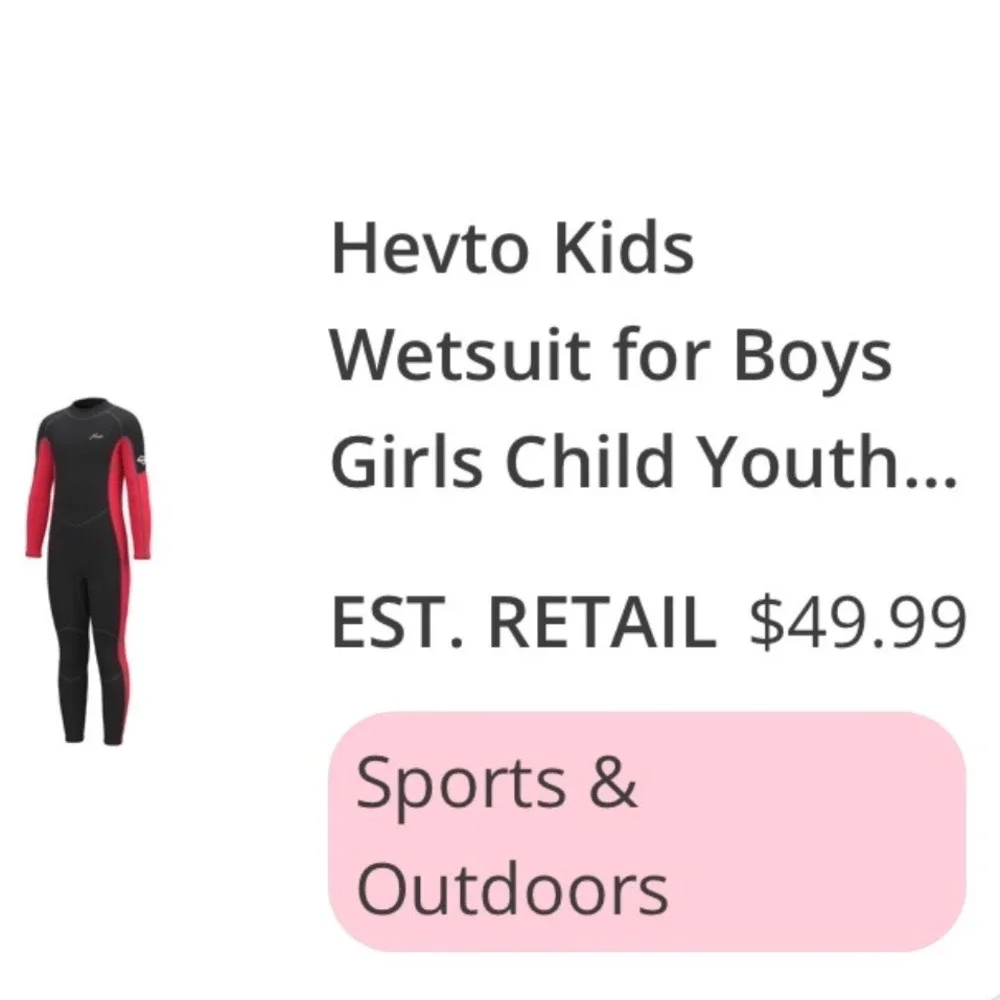 Hevto Kids Wetsuit Youth 12 Black Red New 3mm Full Body Scuba Diving Surfing